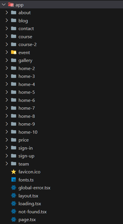 Seoz template app directory structure screenshot 1