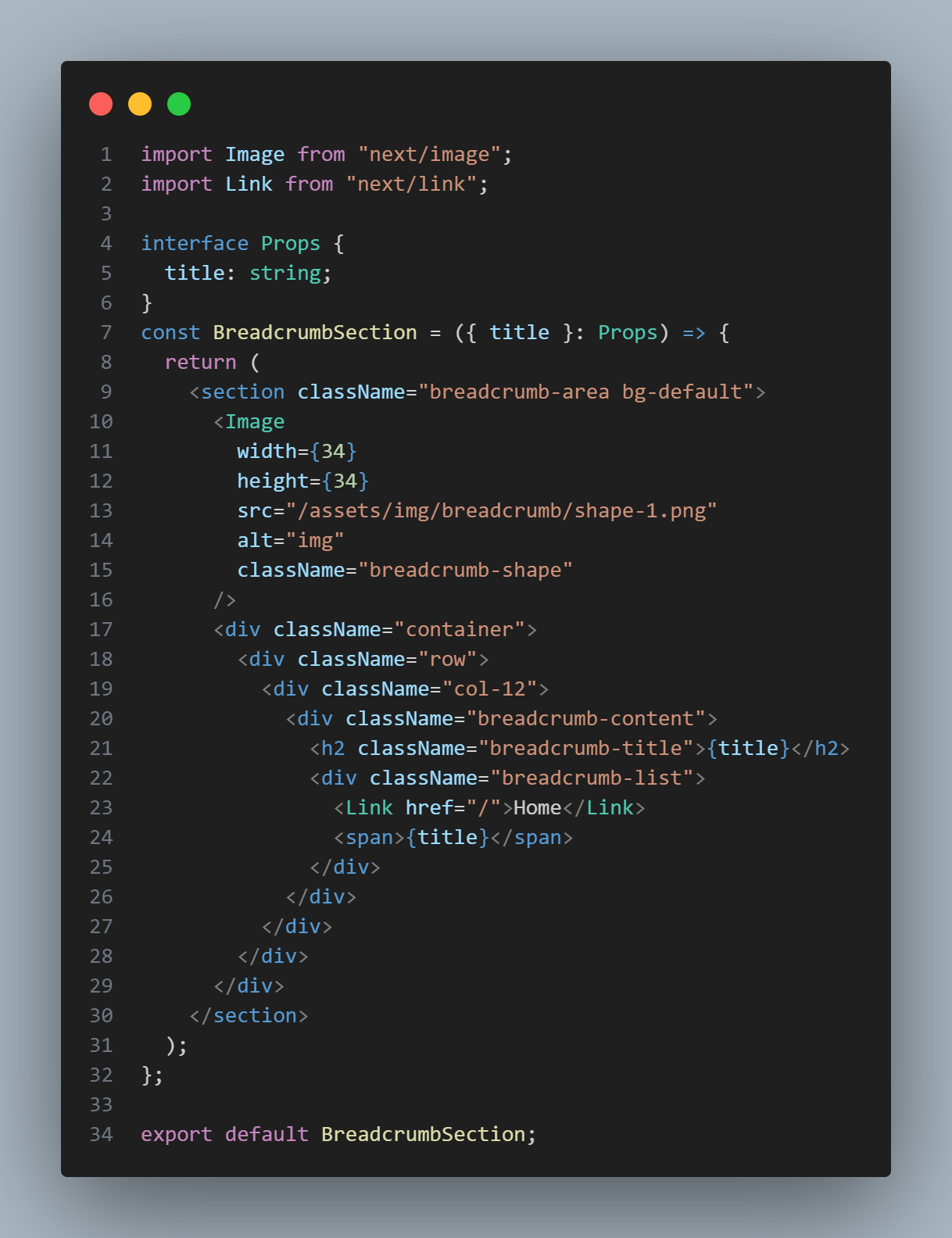 Eduan template components folder structure screenshot