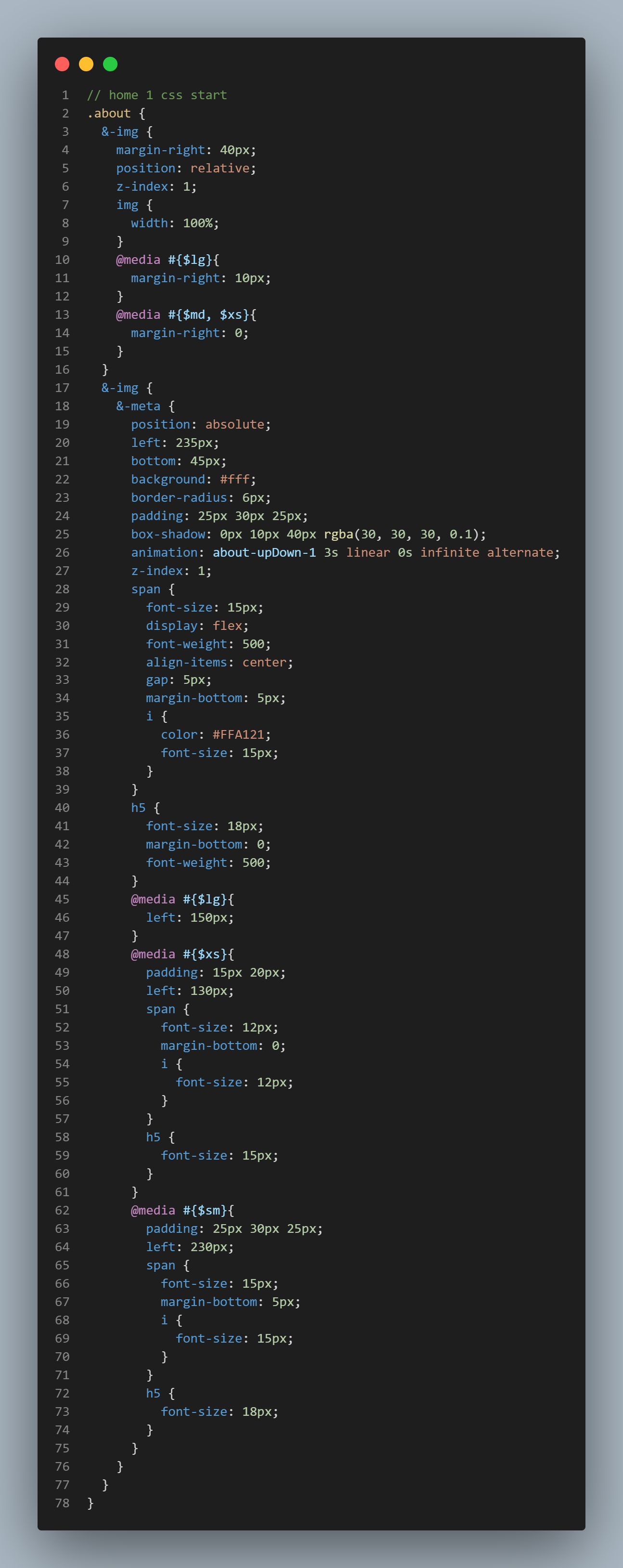 Eduan template SCSS folder structure screenshot
